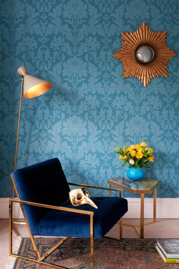 Cole & Son Tapete Fonteyn Floral in Petrol Blue und Turquoise als Non-Woven Rolle - Bild 1