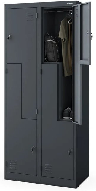 JAN NOWAK Umkleideschrank Spind JULIA mit 4 Abteilen in Anthrazit, Höhe: 185 cm, Breite: 80 cm, Tiefe: 45 cm - Bild 1