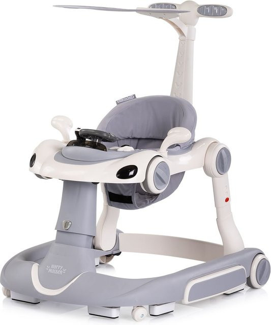 Chipolino Happy Walker Lauflernhilfe 5 in 1 mit Schaukelfunktion Musik Lichter Räder grau - Bild 1