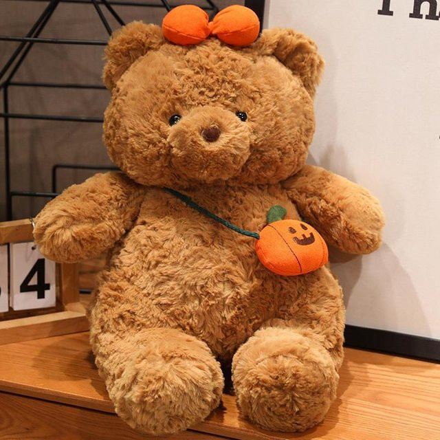 Kidsly Kürbispuppe, braunes Plüschspielzeug, Bär, 25cm - Bild 1