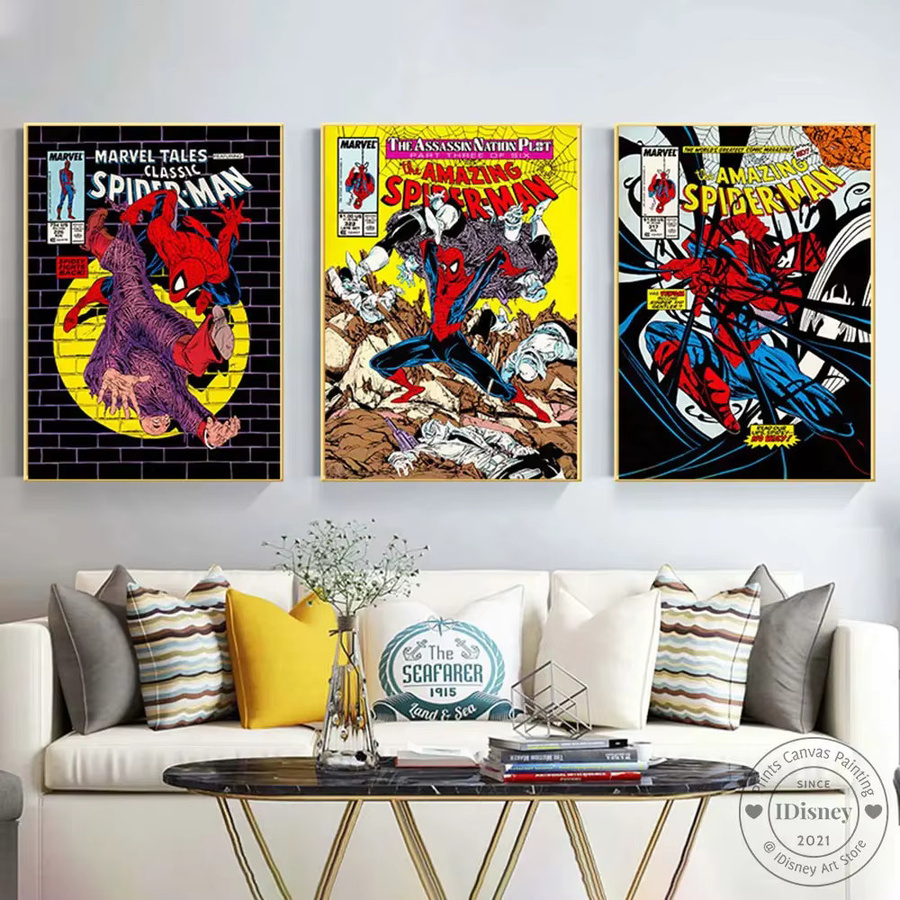Kayou Marvel Vintage Comics Spiderman Leinwandbild als rahmenlose Wandkunst in Multicolour - Bild 3