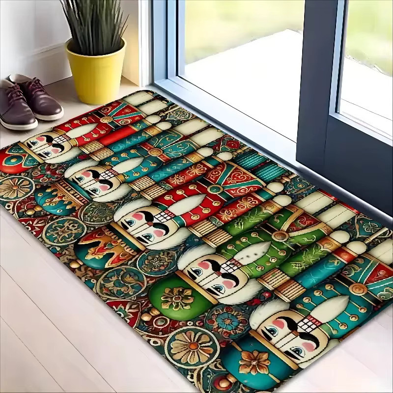VIKAMA Weihnachts-Nussknacker Fußmatte mit Cartoon-Druck, rutschfest und wasserabsorbierend, Multicolor, B/T: 40 x 40 cm - Bild 3