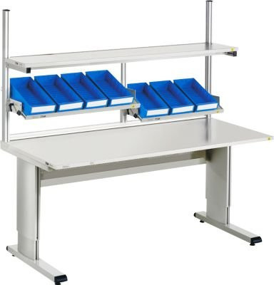 Treston Arbeitstischsystem WB818, stufenlos höhenverstellbar, Melaminplatte, Farbe: hellgrau, B/T/H: 180 x 80 x 70–110 cm - Bild 1