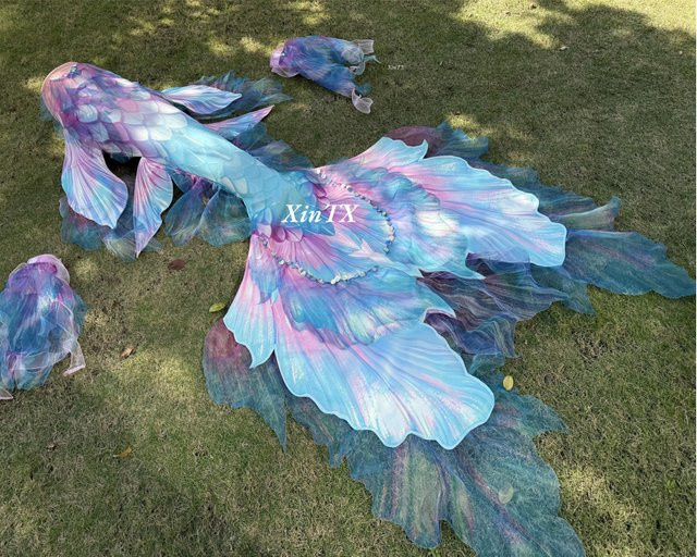 XinTX Fantasy Prinzessin Meerjungfrauenschwanz Badeanzug, Prinzessinnen-Kostüm Cosplay, Bunt / Mehrfarbig - Bild 1