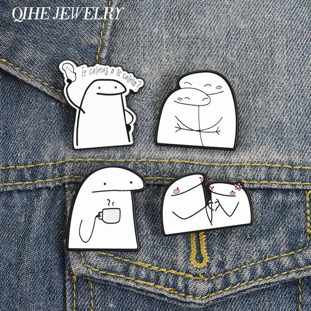 QIHE JEWELRY Emaille-Anstecknadel Flork Meme, Unisex - Bild 1