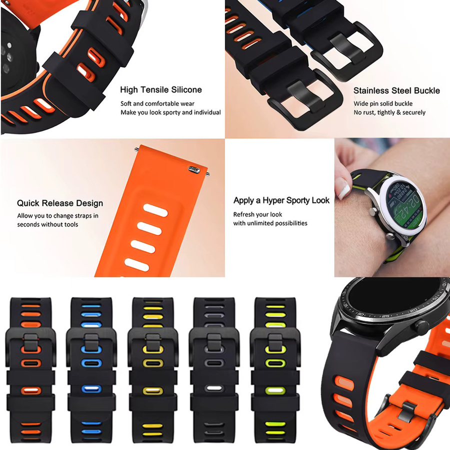 Huami Uhrenarmband Silikon, Schwarz, Unisex - Bild 2