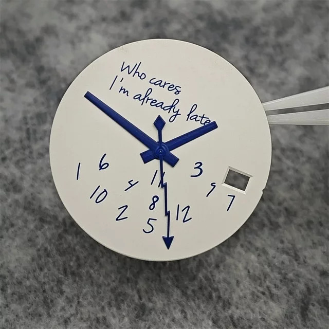 Who Cares Lt's Ready Late Zifferblatt-Set, Modifizierte blaue Holzscheite, 28,5 mm, passend für NH35/4R36-Uhrwerk - Bild 1