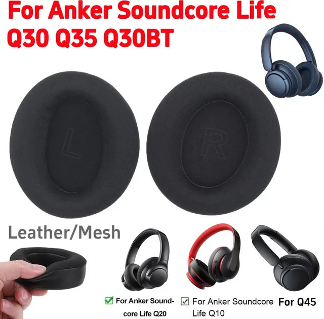 Anker Ersatz-Ohrpolster aus Mesh-Stoff mit Schaumstoff für Soundcore Life Q30, Q35 und Q30BT, Schwarz - Bild 1