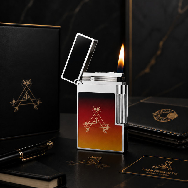 Montecristo Metallfeuerzeug Constellation Knight in Schwarz, Silber und Multicolour mit klarem Knackgeräusch als Zigarrenzubehör - Bild 1