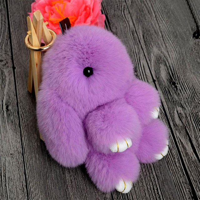 Anhänger Kaninchenfell-Pompon, violett, Damen - Bild 1