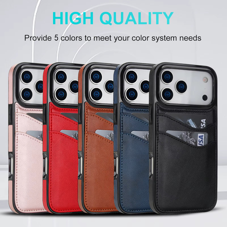 Luxuriöse Leder-Handyhülle mit vertikalem Kartensteckplatz für Apple iPhone 17 Pro Max 16 Plus 15 14 13 12 11, stoßfeste Anti-Drop Tasche in Blau und Braun - Bild 3