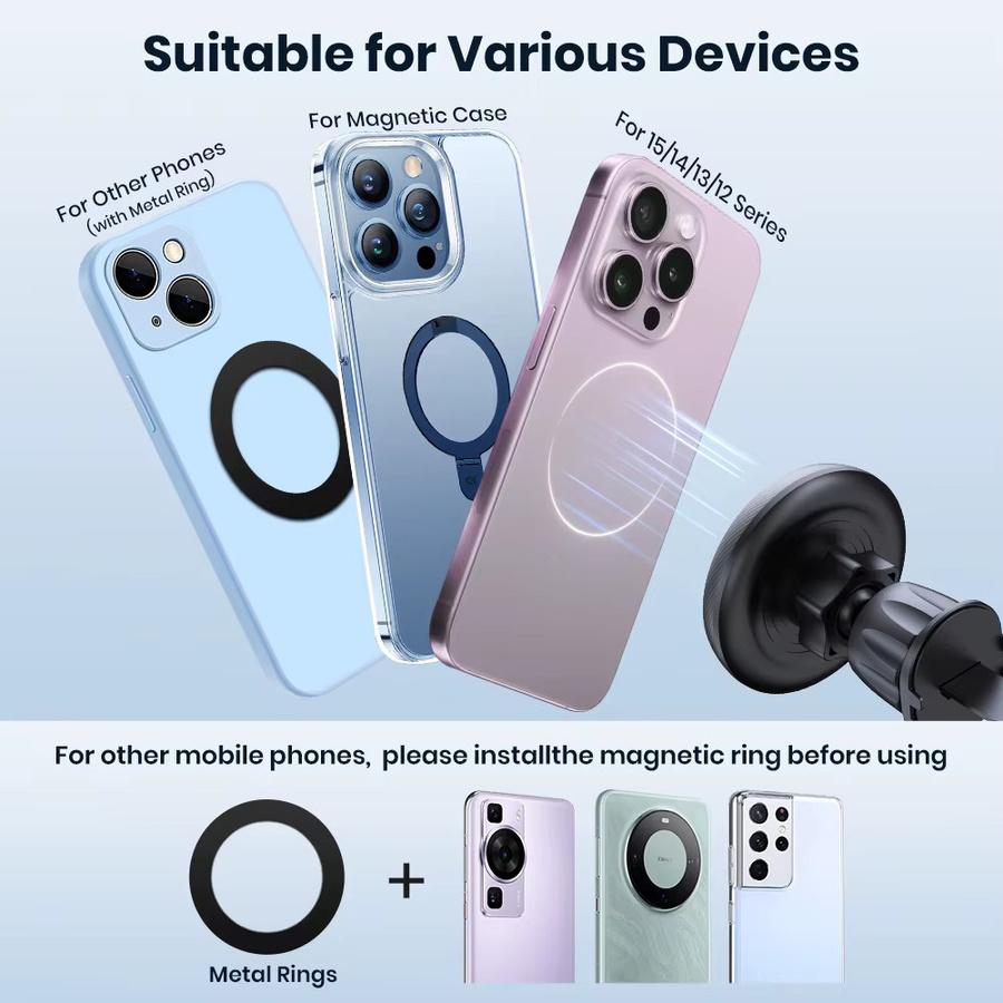 TOPK Magnetischer Autotelefonhalter mit Metallhaken für MagSafe, kompatibel mit iPhone 16, 15, 14, 13, 12 Pro Max Plus Mini-Hülle - Bild 5