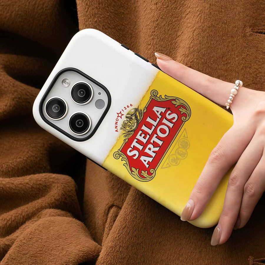 S-STELLA A-ARTOIS Bier Handyhülle für iPhone 12 bis 17 Pro Max Plus, glänzende HD-Doppelschicht-Flüssighartschale, Weiß - Bild 5