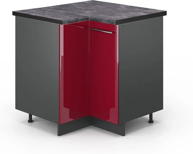 Vicco Eckunterschrank Fame-Line Küchenunterschrank Hochglanz Bordeaux/Anthrazit B: 80,5 cm, T: 60 cm, H: 82 cm - Bild 1