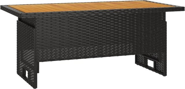 vidaXL Gartentisch aus Akazienholz und Poly Rattan in Schwarz, höhenverstellbar, B/T/H: 100 x 50 x 43/63 cm - Bild 1