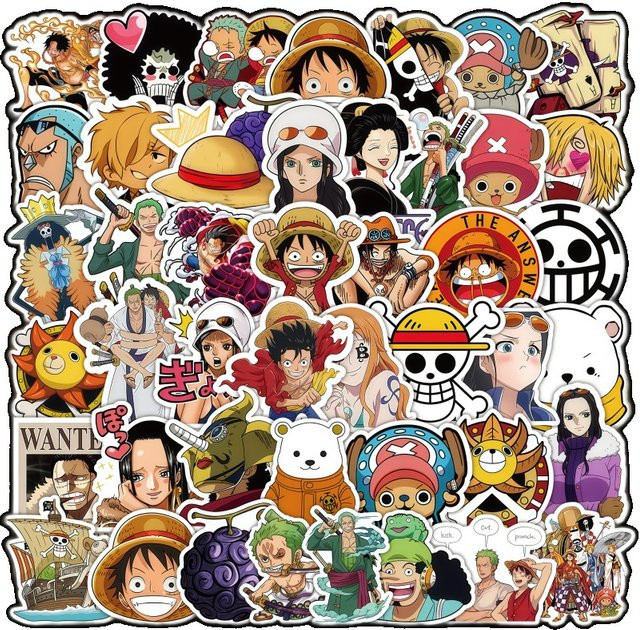 ONE PIECE Aufkleber, 50 Stück, Cartoon-Chibi-Figuren Luffy und Nami, DIY Deko-Sticker - Bild 1