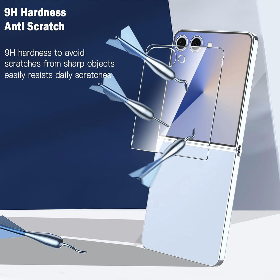 Rainbow Rain Displayschutzfolie aus gehärtetem Glas und Kamera-Objektivfolie für Samsung Galaxy Z Flip 6 und Z Flip 5, transparent - Bild 3