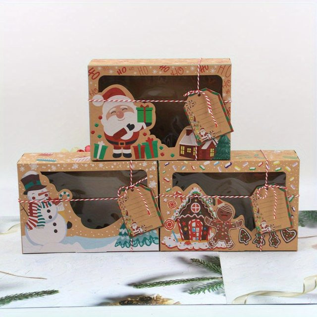 18 Stück Weihnachtsplätzchen-Geschenkboxen aus Kraftpapier in Braun und Multicolour zur Süßigkeiten-Verpackung - Bild 1