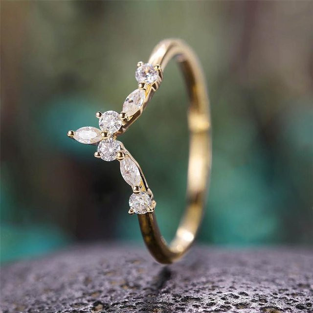 YIRAN Jewelry Ring, 925 Silber, Zirkonia, Damen, V-förmig - Bild 1