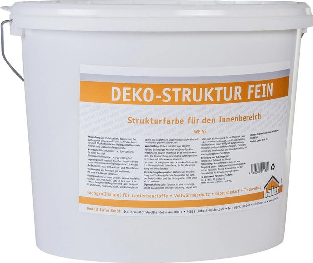 Laier Deko-Struktur-Wandbeschichtung fein in Weiß, 15 kg - Bild 1