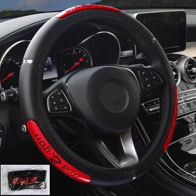 KTY Lenkradabdeckung mit China-Drachen-Design aus reflektierendem Synthetikleder in Schwarz, Rot, Blau oder Silber - Bild 1