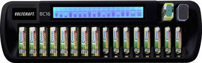 VOLTCRAFT BC16 Rundzellen-Ladegerät für NiMH und LiIon, kompatibel mit AA, AAA und 9V Block, Schwarz - Bild 2