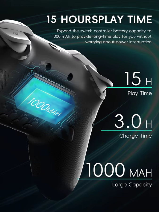 Data Frog Wireless Controller für Nintendo Switch OLED/LITE und PC, Pro Gamepad mit RGB-Licht und programmierbarer Turbo-Funktion, Schwarz - Bild 3