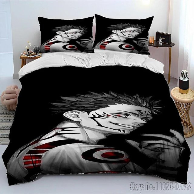 Jujutsu Kaisen Anime Bettwäsche-Set von JMG Household Supplies in Schwarz mit 3D-Grafik, bestehend aus Bettbezug und Kissenbezug, B/H: 172 x 218 cm - Bild 1