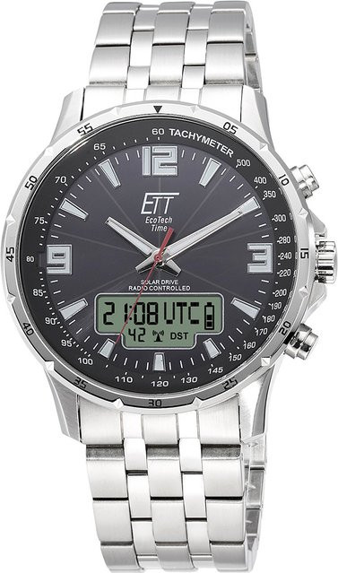 ETT Herrenuhr, Solar, Edelstahl, 43 mm, Schwarz, 10 ATM - Bild 1
