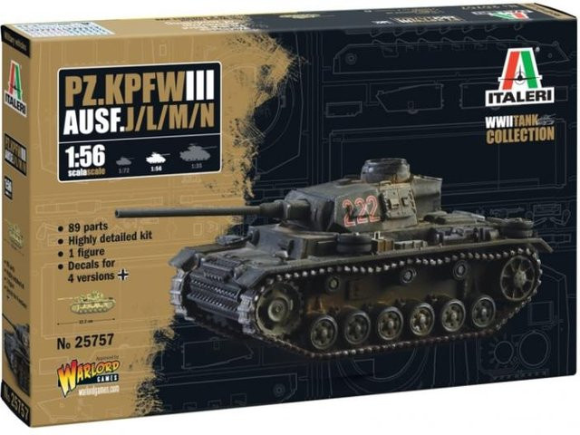 Italeri Pz.Kpfw. III Ausf. J/L/M/N, Fahrzeug, 1:56, Grau - Bild 1