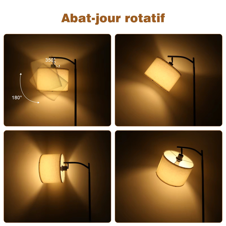 Moderne Stehlampe von Oraymin in Beige mit Stoffschirm und 12W LED Leuchtmittel, Höhe: 170 cm - Bild 5