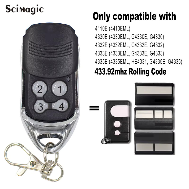 Scimagic-RC Garagentor-Fernbedienung Rolling Code Toröffner Sender 433,92MHz in Schwarz für Modelle 4330E 4335E 4333E 4410 4410E 4410EML - Bild 2