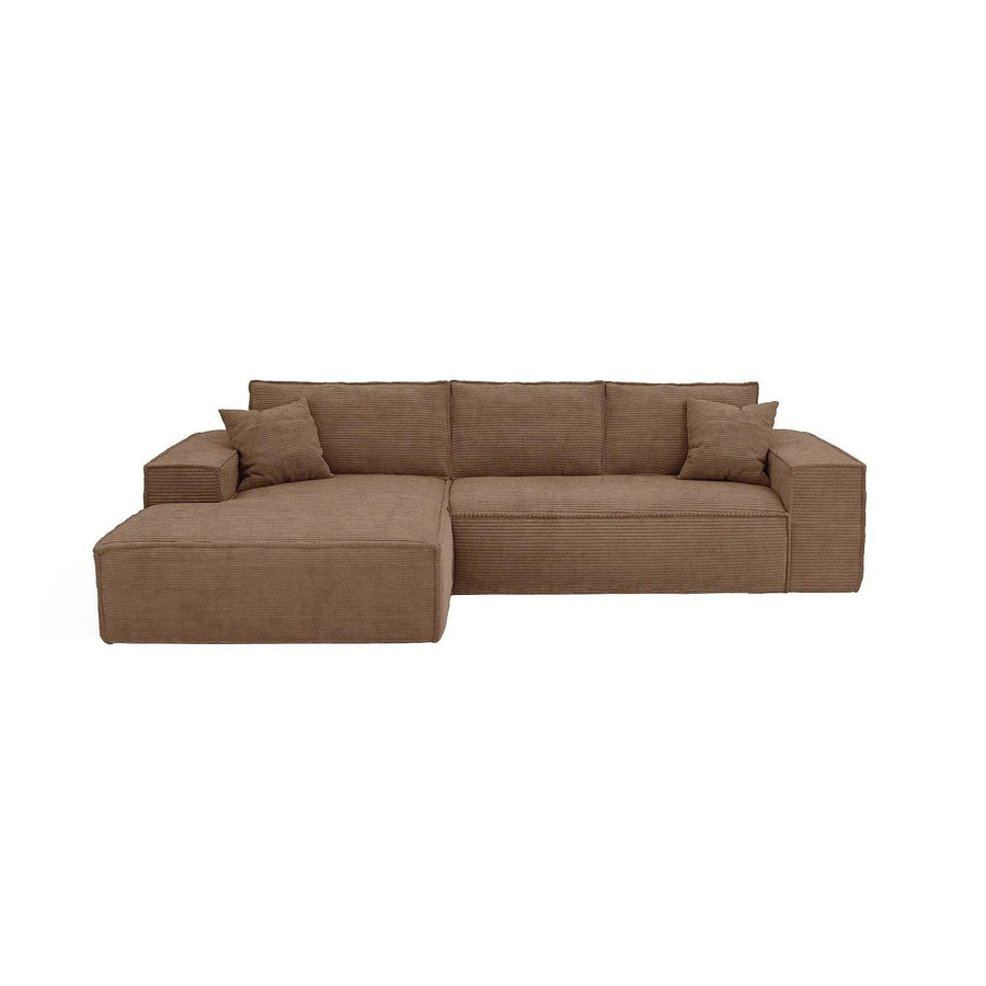 Vente-unique Schlafsofa Amelia in Taupe mit L-Form und Samtbezug, Breite: 320 cm - Bild 2
