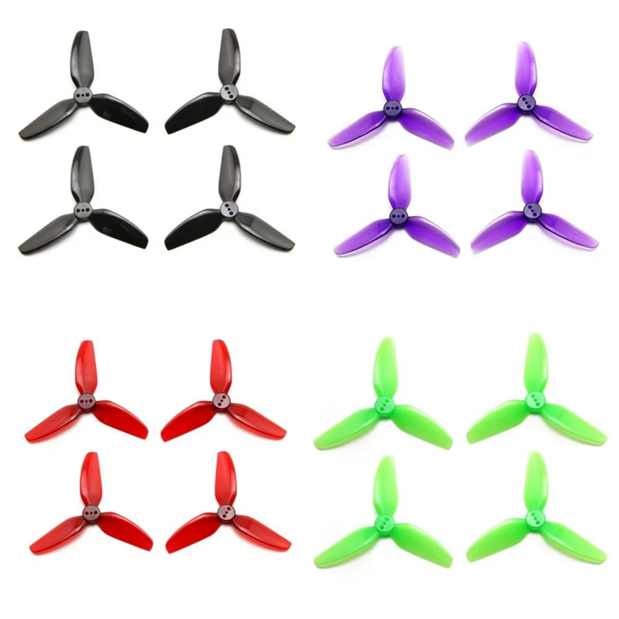 2 Paar T3X3X3 3-Blatt Propeller aus PC für Cinewhoop und Kanaldrohnen, 3 Zoll, Grün/Mehrfarbig - Bild 3