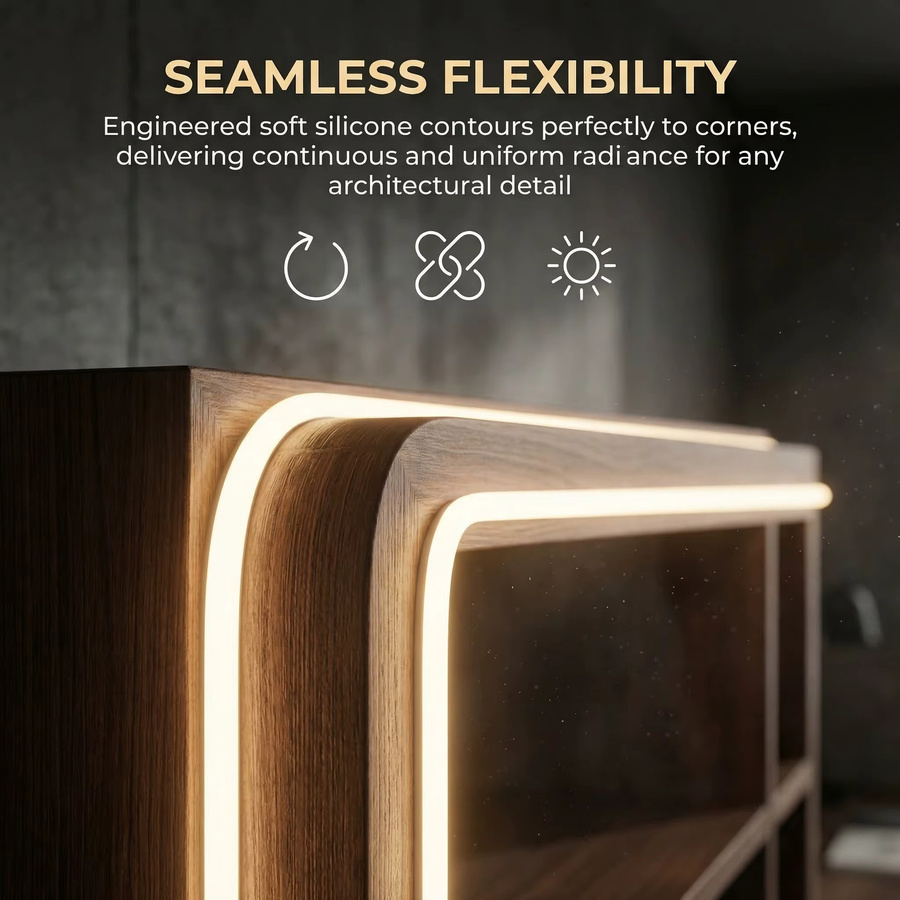 KEBINCPLED USB LED Neon Flex Lichtband in Warmweiß, IP65 wasserfest, selbstklebend und schneidbar, ideal für Küchenschrank und Raumdekoration - Bild 3