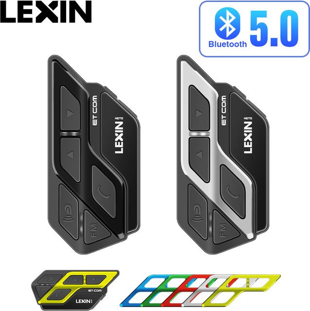 LEXIN ET COM Motorrad Helm-Gegensprechanlage mit Bluetooth v5.0, wasserdichtem Headset und FM-Radio in Schwarz - Bild 1