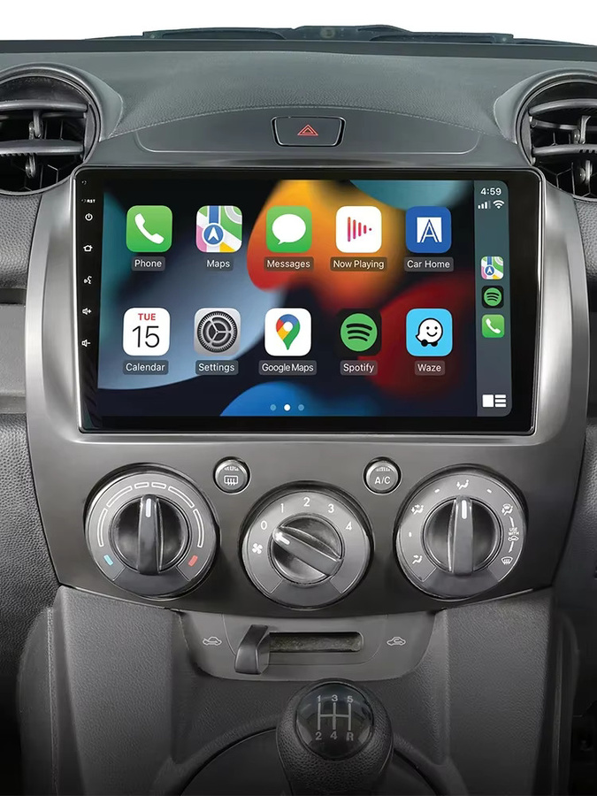 ESSGOO Android 15 Auto Stereo Radio mit 9 Zoll Display, Wireless Carplay und Android Auto, GPS, WiFi, Bluetooth und USB für Mazda 2 2007-13, Schwarz - Bild 4