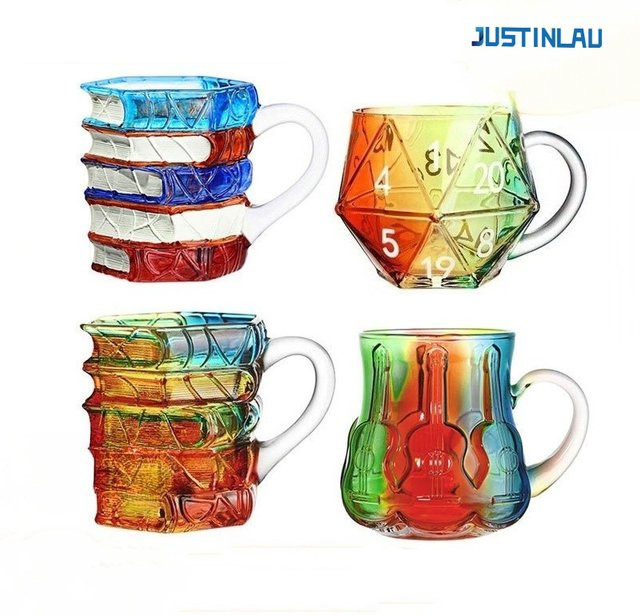 JUSTINLAU Kreativer Buchbecher aus Borosilikatglas in Multicolour mit Griff als Trinkbecher oder Kaffeetasse - Bild 1