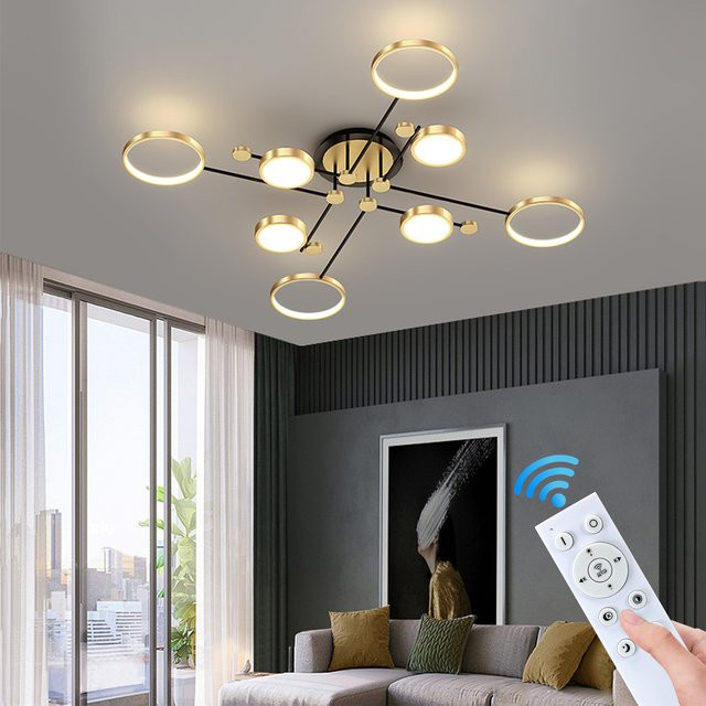 IRALAN Nordic LED Pendelleuchte in Gold und Schwarz mit Fernbedienung und Dimmfunktion für Wohnzimmer und Schlafzimmer - Bild 1