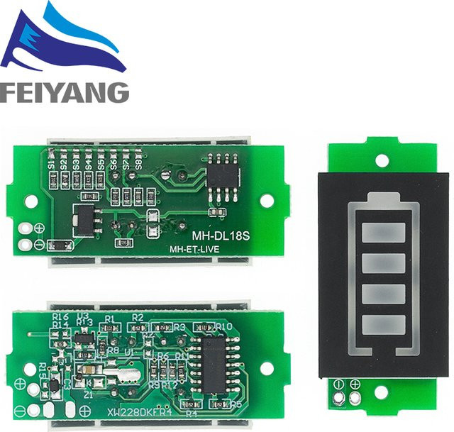 SAMIROB Lithium-Batterie-Kapazitätsanzeigemodul für 1S bis 4S, 3,7 V bis 4,2 V, blaues Display für Li-Ion Elektrofahrzeug-Batterien - Bild 1