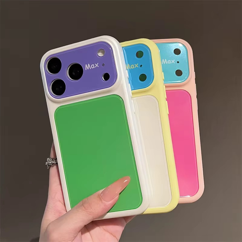 Loobival Candy Color Kontrast Acryl-Handyhülle mit großem Fenster für iPhone 17 16 15 Pro Max 14 13, stoßfeste Luxus-Lederhülle, grün/mehrfarbig - Bild 1