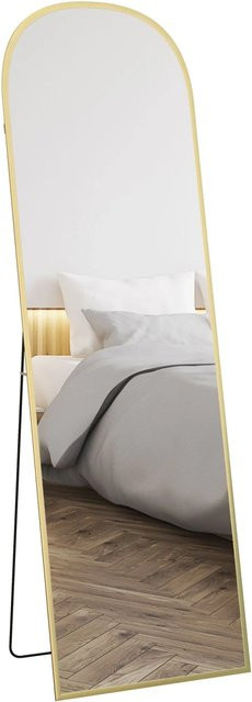 HOMCOM Ganzkörperspiegel in Bogenform mit Gold-Finish aus Aluminiumlegierung und Hartglas, B/T/H: 50 x 1,5 x 170 cm - Bild 1