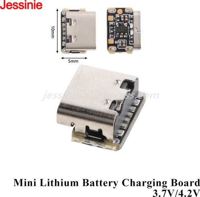 Jessinie Mini 18650 Lithium-Batterie Lademodul mit USB-C Eingang in Silber - Bild 1