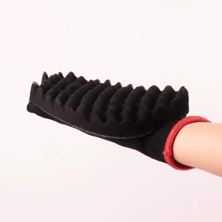 Haarpflegehandschuh aus gewelltem Schwamm für Echthaarperücken, Unisex - Bild 2