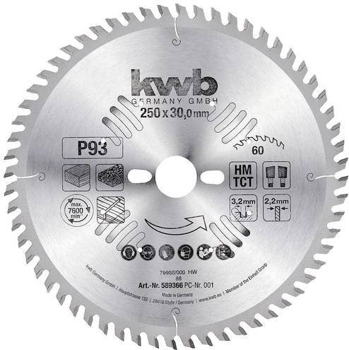 Kwb Kreissägeblatt für Holz und Kunststoff, Carbide Tipped, Farbe: Silber, Durchmesser: 250 mm, Bohrung: 30 mm - Bild 1