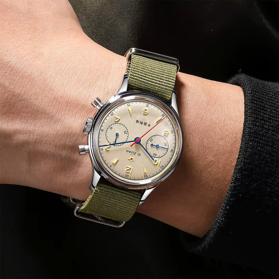 SEAKOSS Chronograph, Handaufzug, Edelstahl, Silber, Textil/NATO, Herren - Bild 6