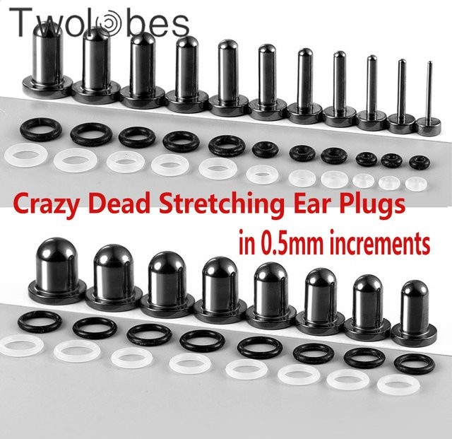 Twolobes Ohr-Expander-Tunnel, Plugs, Edelstahl, Schwarz, Unisex - Bild 1