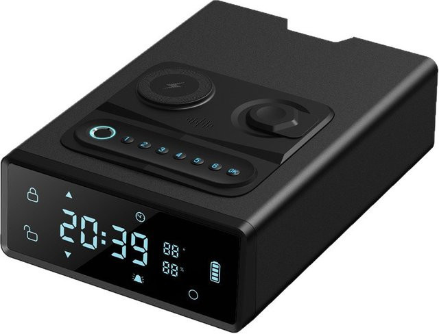 Versteckter Waffenschrank in Schwarz mit Fingerabdruck-Scanner, Passwortschutz, kabelloser Ladefunktion und Zeitalarm für dein Handy und deine Uhr - Bild 1