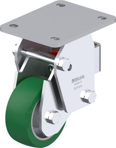 Blickle BHF-ALST 100K-3 Bockrolle gefedert in Silber und Grün mit 100 mm Rad-Durchmesser und 320 kg Tragfähigkeit - Bild 1