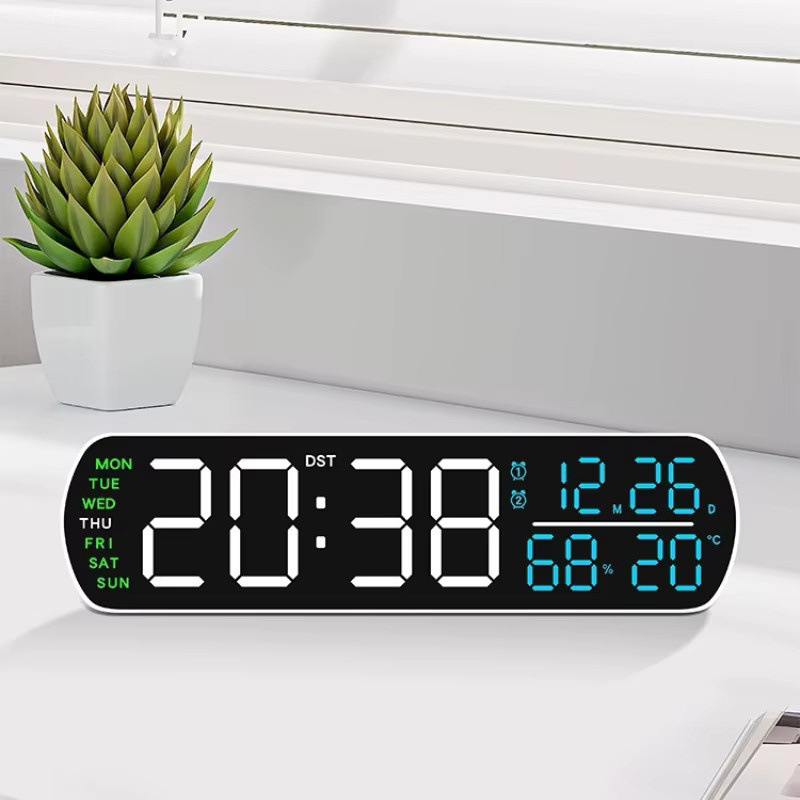 WOKLOK Digitaler LED-Wecker mit Temperatur-, Luftfeuchtigkeits- und Datumsanzeige sowie Dual-Alarm, Timer und Snooze-Funktion - Bild 3